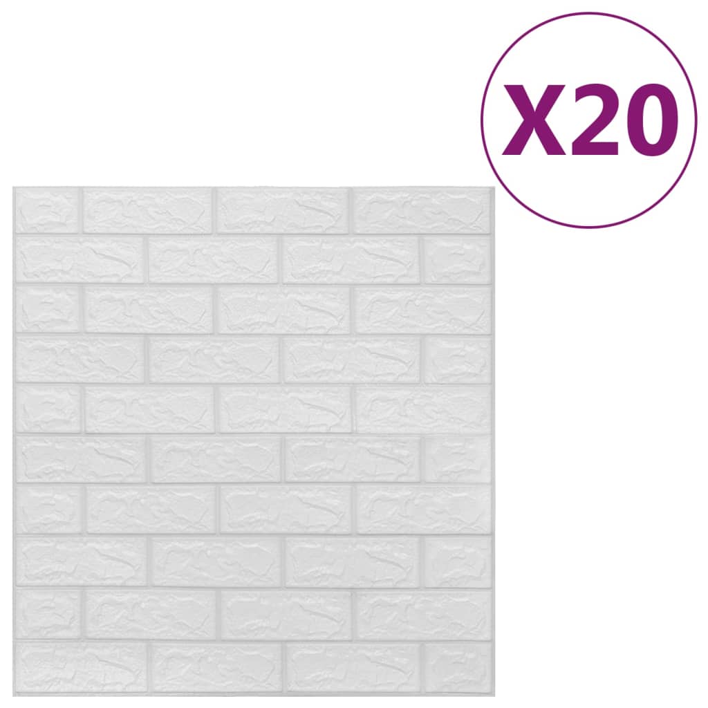 vidaXL 3D-behang zelfklevend 20 st bakstenen wit