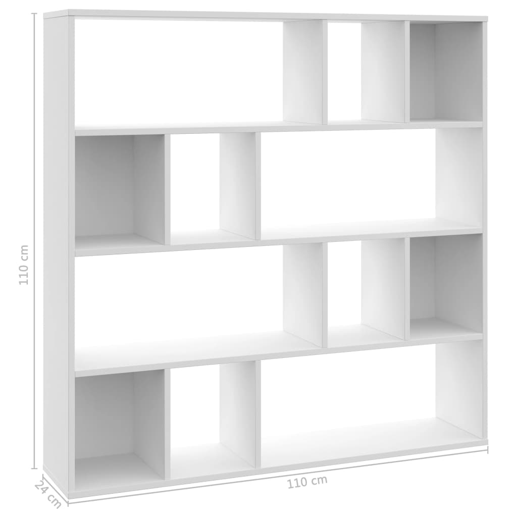 vidaXL Kamerscherm/boekenkast 110x24x110 cm bewerkt hout wit