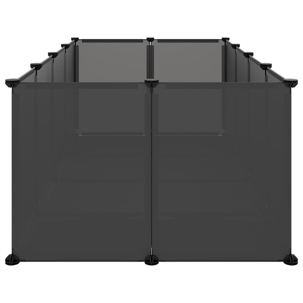 vidaXL Dierenhok klein 144x74x46,5 cm polypropeen en staal zwart