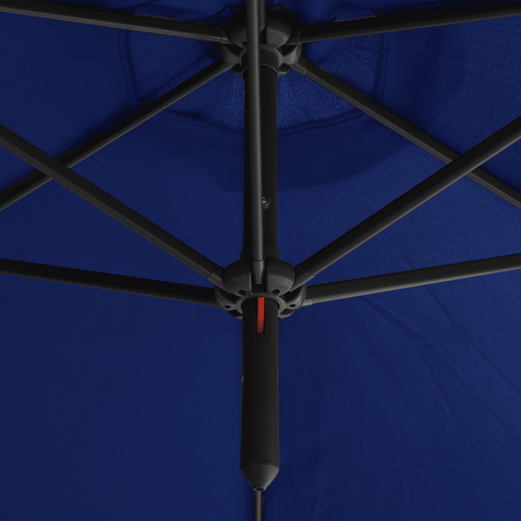 vidaXL Parasol dubbel met stalen paal 600 cm azuurblauw