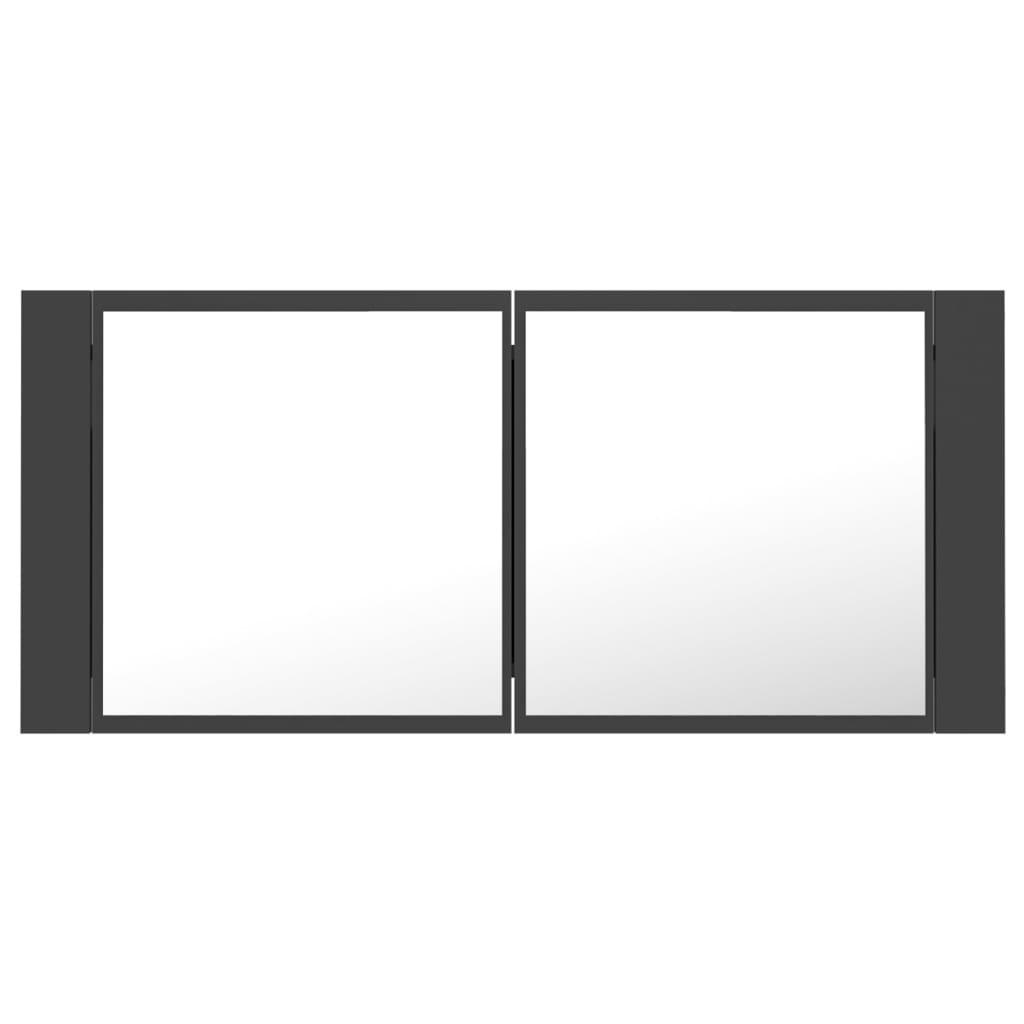 vidaXL Badkamerkast met spiegel en LED 100x12x45 cm acryl grijs