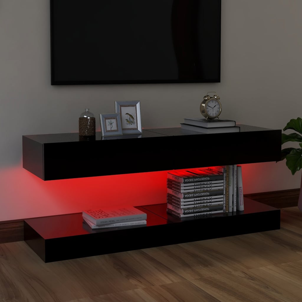 vidaXL Tv-meubelen 2 st met LED-verlichting 60x35 cm zwart