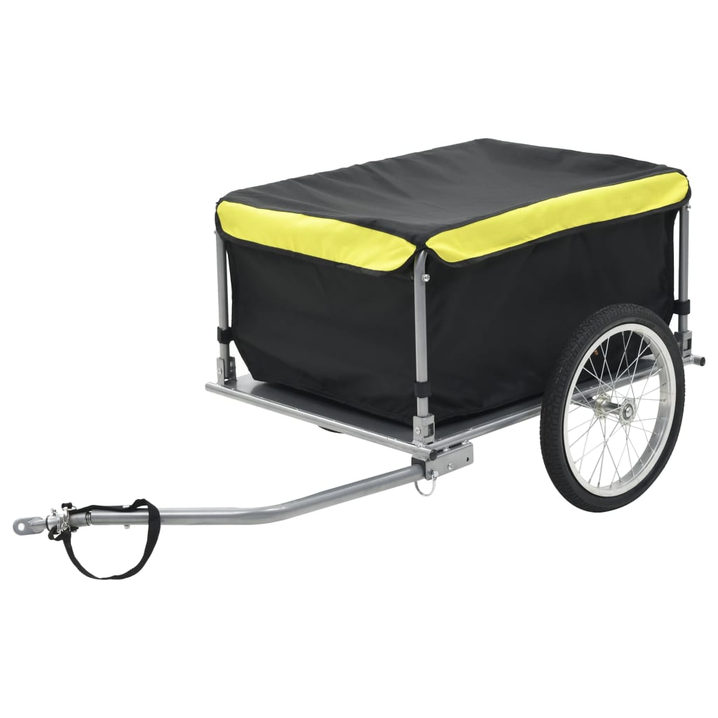 vidaXL Fietstrailer 65 kg zwart en geel