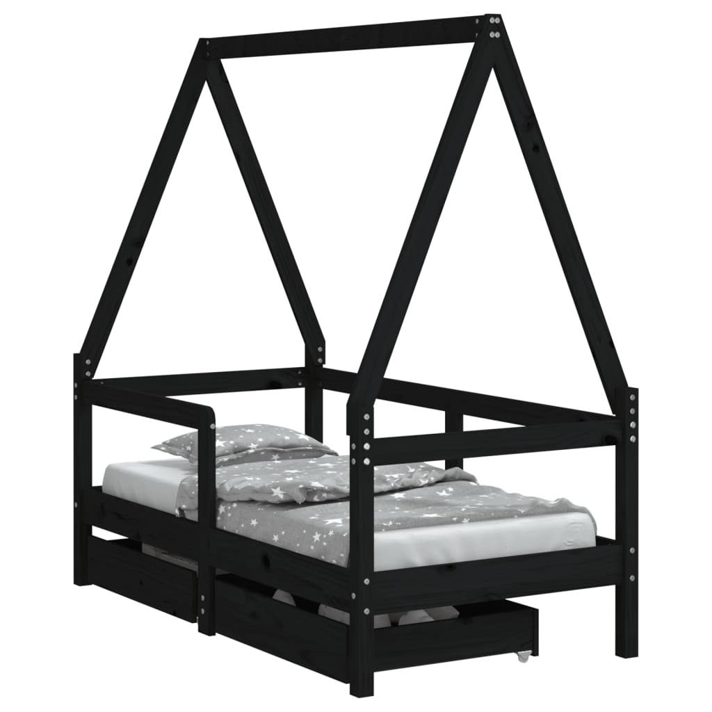 vidaXL Halfhoogslaper met ladder en bedhuis grenenhout