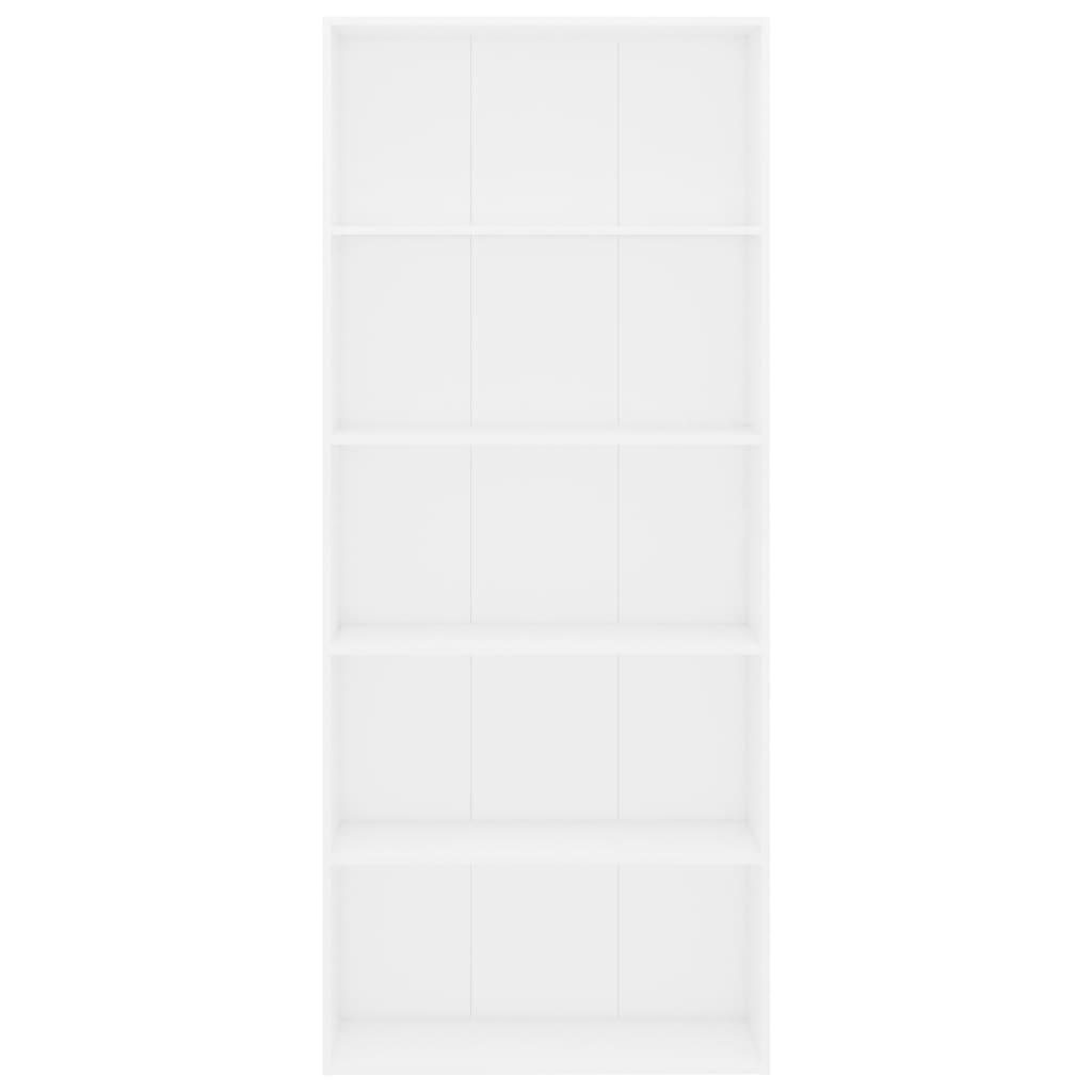 vidaXL Boekenkast met 5 schappen 80x30x189 cm spaanplaat wit