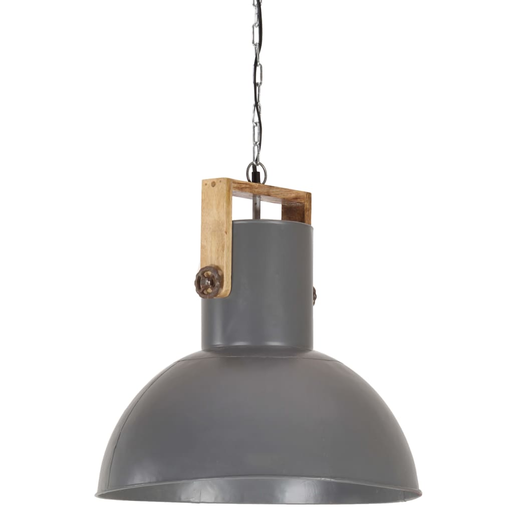 vidaXL Hanglamp industrieel rond 25 W E27 52 cm mangohout grijs