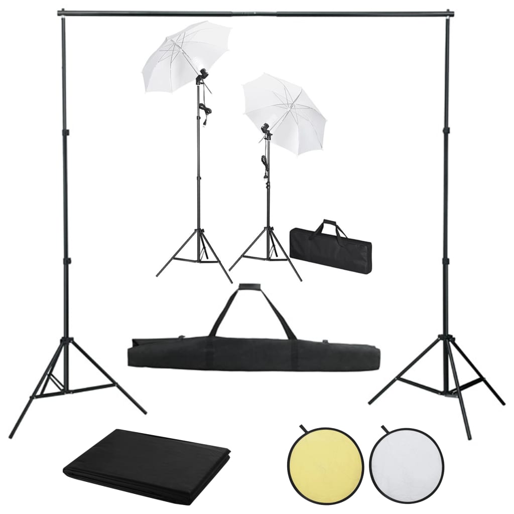 vidaXL Fotostudioset met achtergronden, lampen en paraplu's