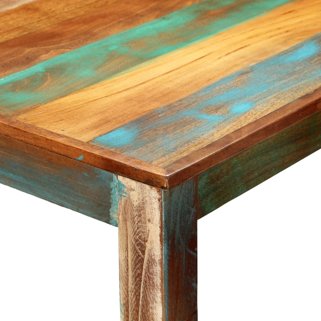 vidaXL 5-delige Barset massief gerecycled hout en echt leer