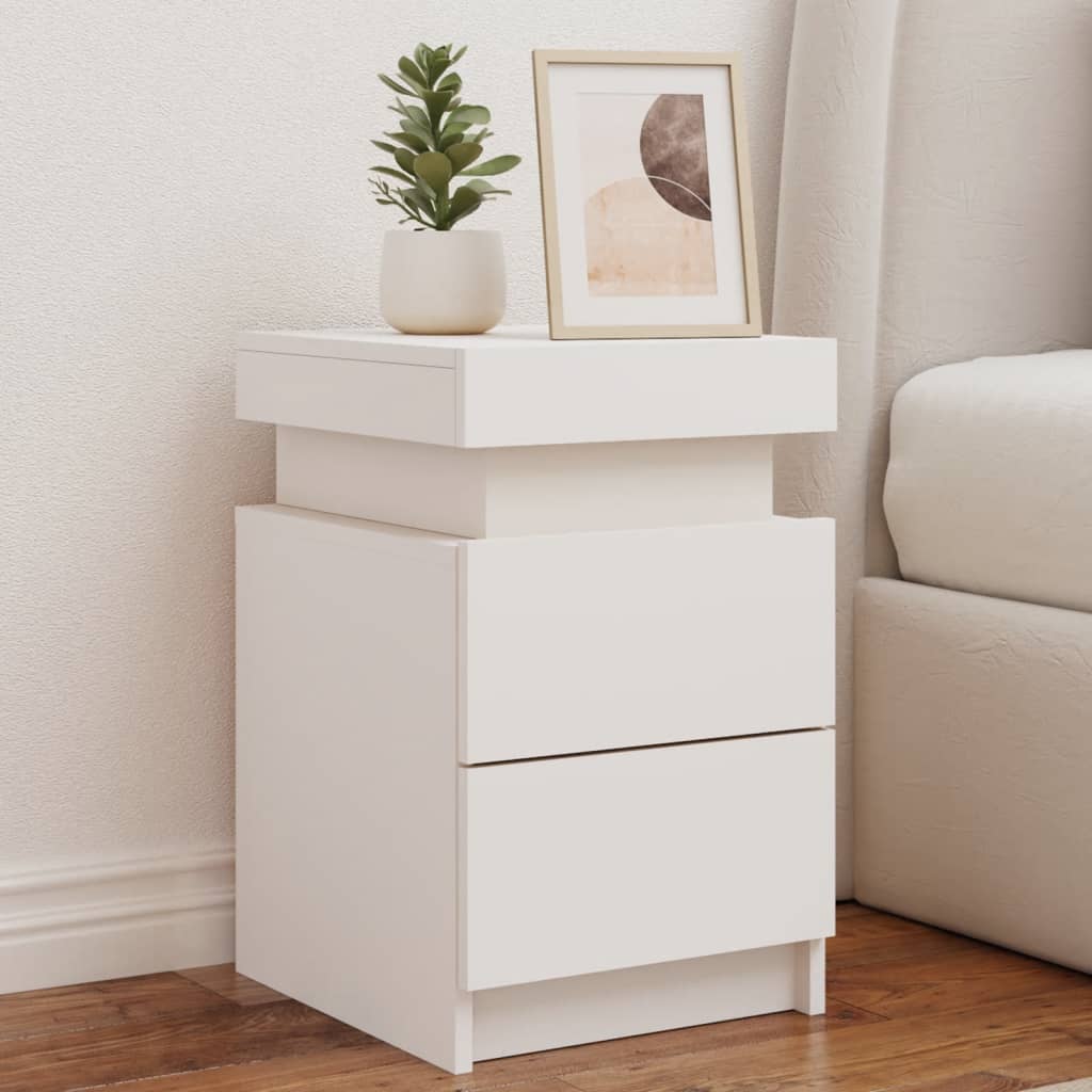 vidaXL Nachtkastje met LED-verlichting 35x39x55 cm wit