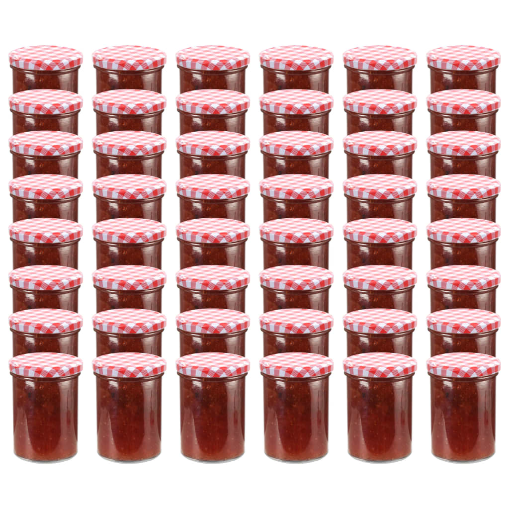 vidaXL Jampotten met wit met rode deksels 48 st 400 ml glas