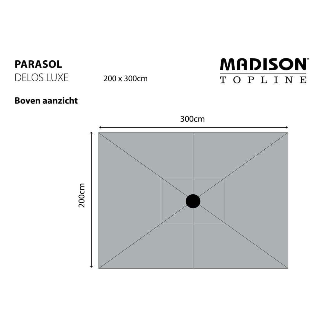 Madison Parasol Delos Luxe 300x200 cm grijs PAC5P014