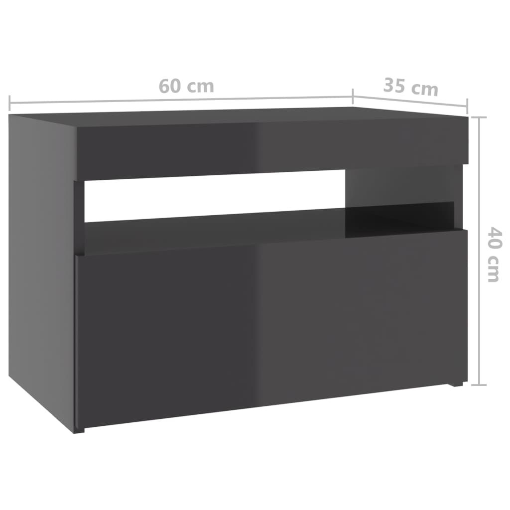 vidaXL Tv-meubelen 2 st met LED-verlichting 60x35x40cm hoogglans grijs