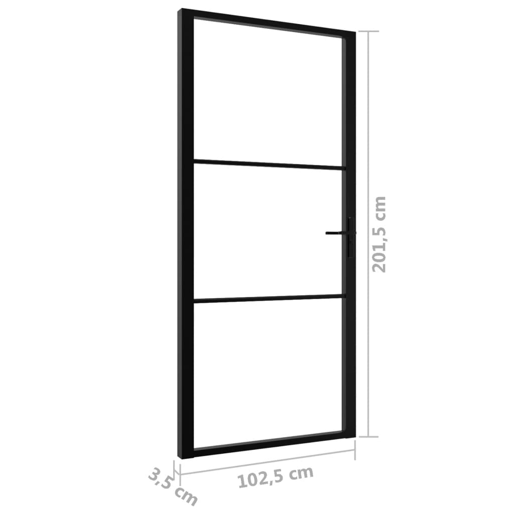 vidaXL Binnendeur 102,5x201,5 cm ESG-glas en aluminium zwart