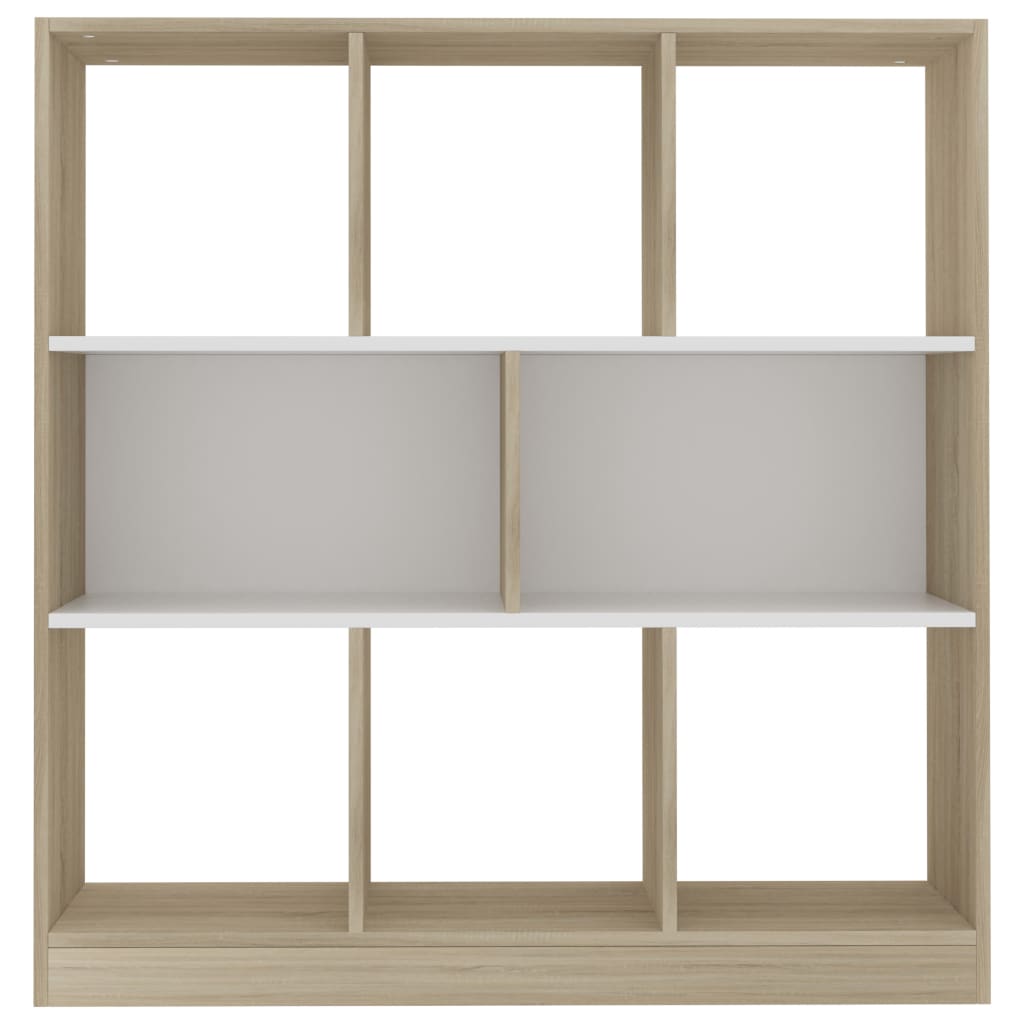 vidaXL Boekenkast 97,5x29,5x100 cm bewerkt hout wit en eikenkleurig