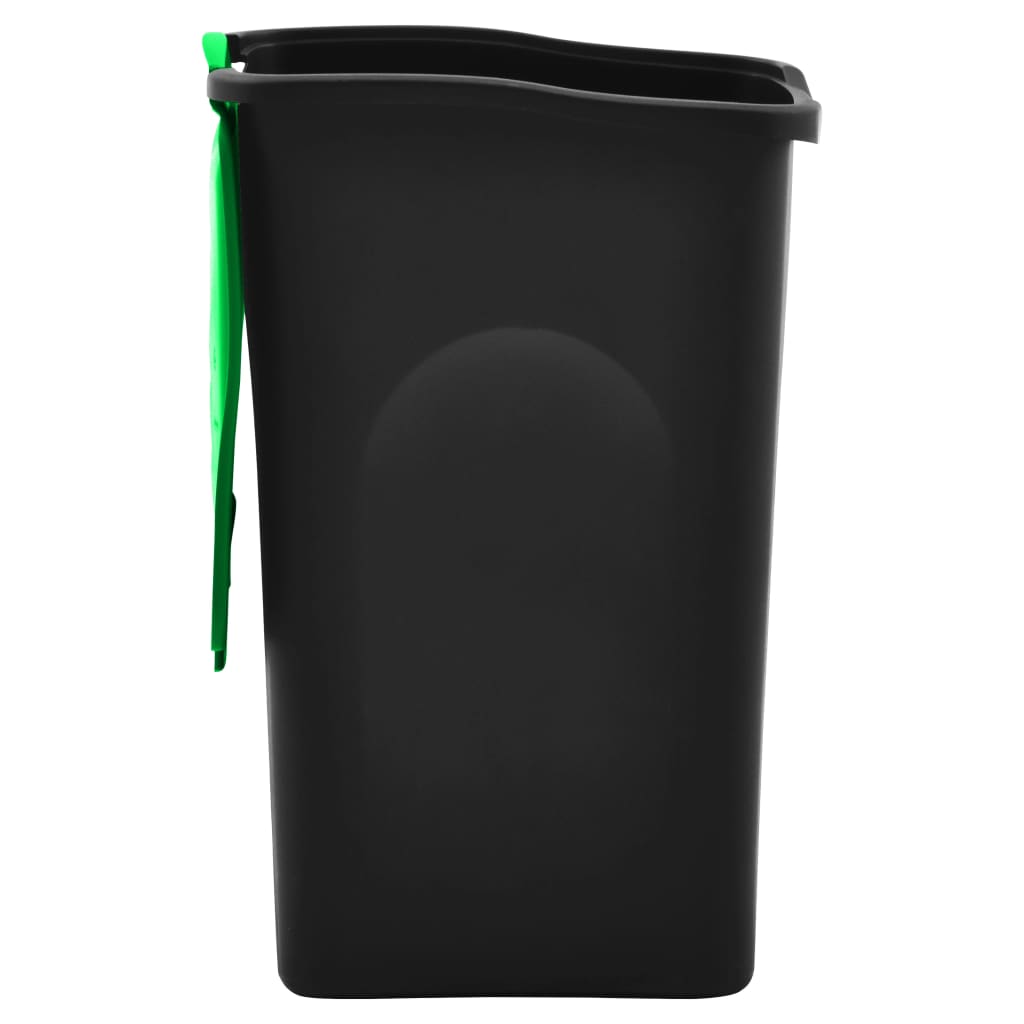vidaXL Vuilnisbak met scharnierdeksel 50 L zwart en groen