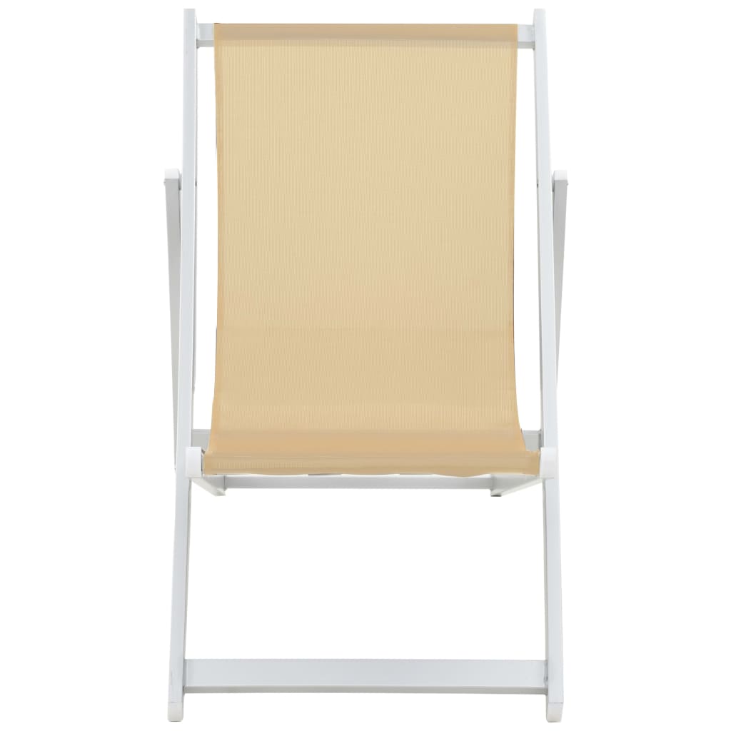 vidaXL Strandstoelen inklapbaar 2 st aluminium en textileen crème