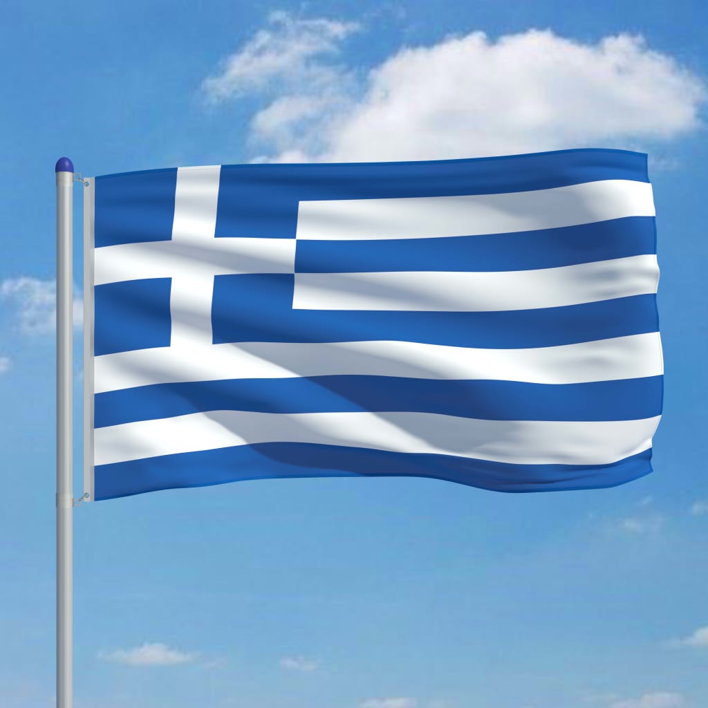 vidaXL Vlag met vlaggenmast Griekenland 6 m aluminium