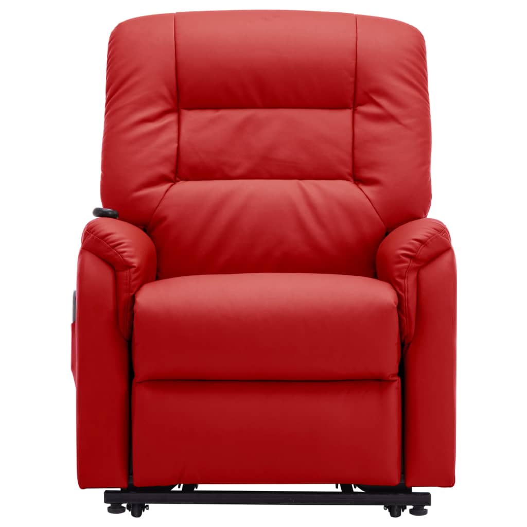 vidaXL Massagefauteuil elektrisch sta-op-stoel kunstleer rood