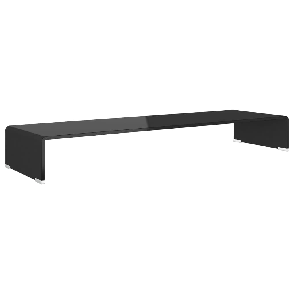 vidaXL TV-meubel/monitorverhoger zwart 100x30x13 cm glas
