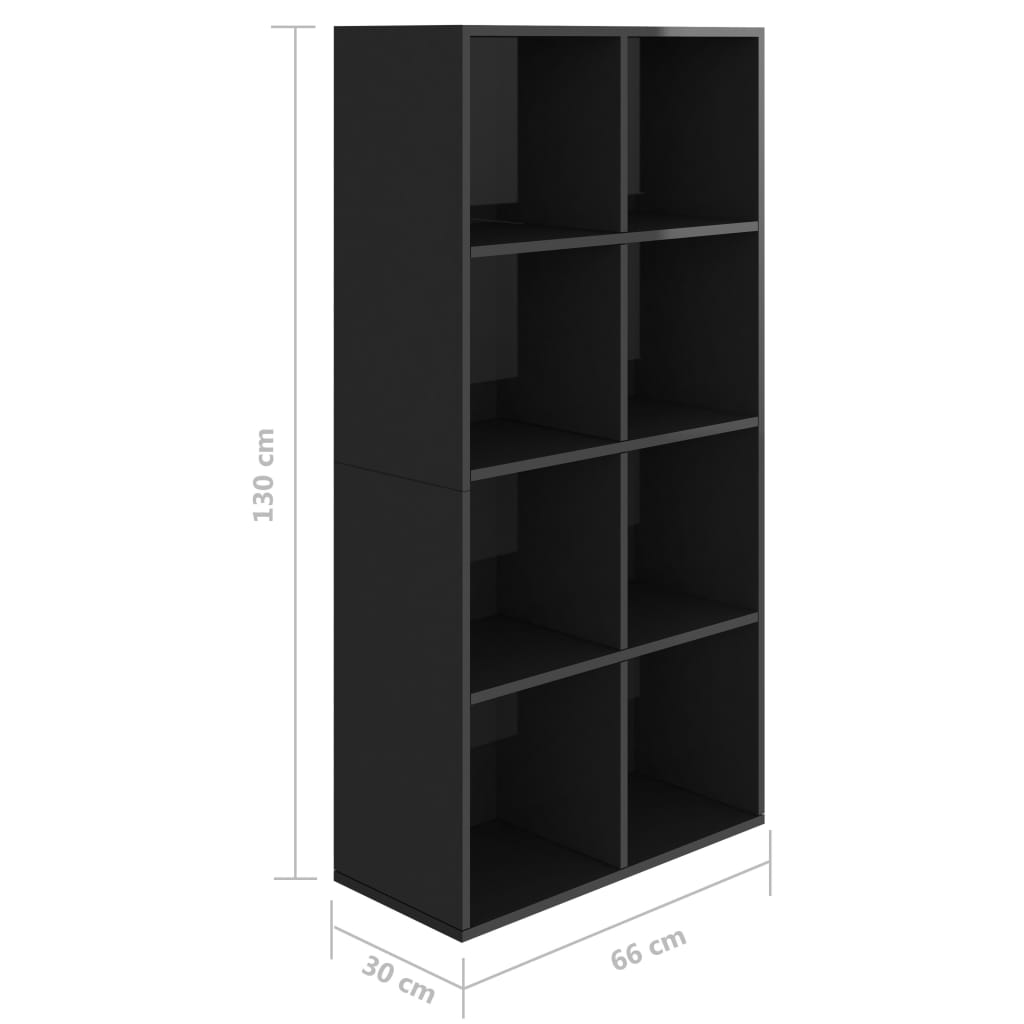 vidaXL Boekenkast/dressoir 66x30x130 cm spaanplaat hoogglans zwart