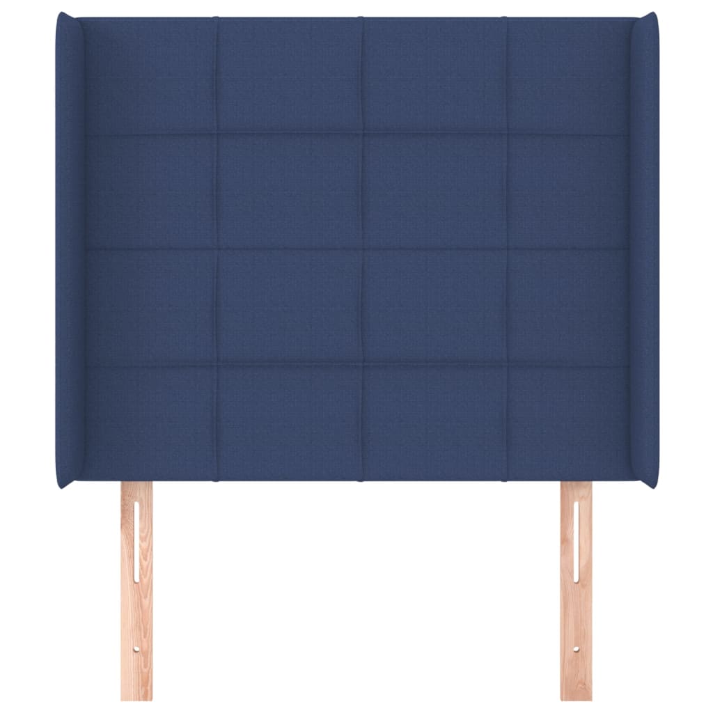 vidaXL Hoofdbord met randen 103x16x118/128 cm stof blauw