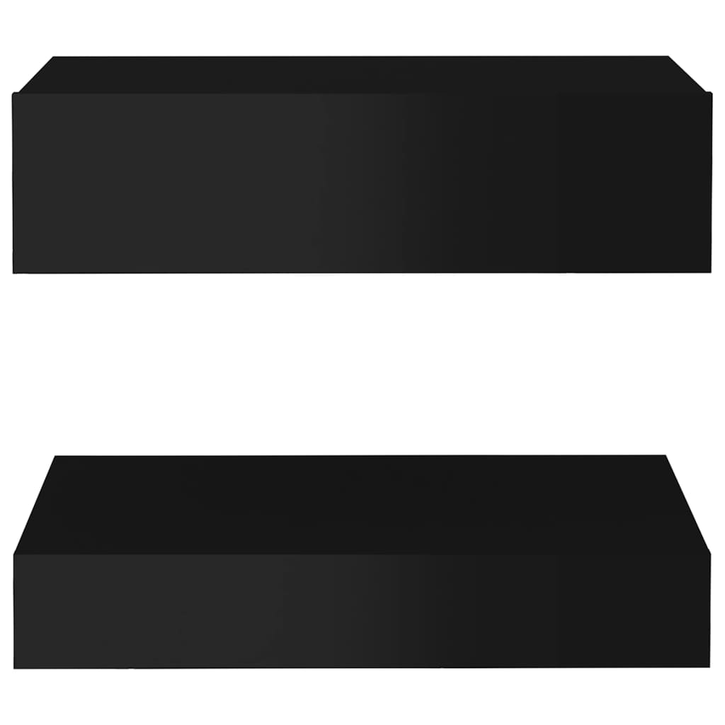 vidaXL Nachtkastjes 2 st 60x35 cm spaanplaat hoogglans zwart