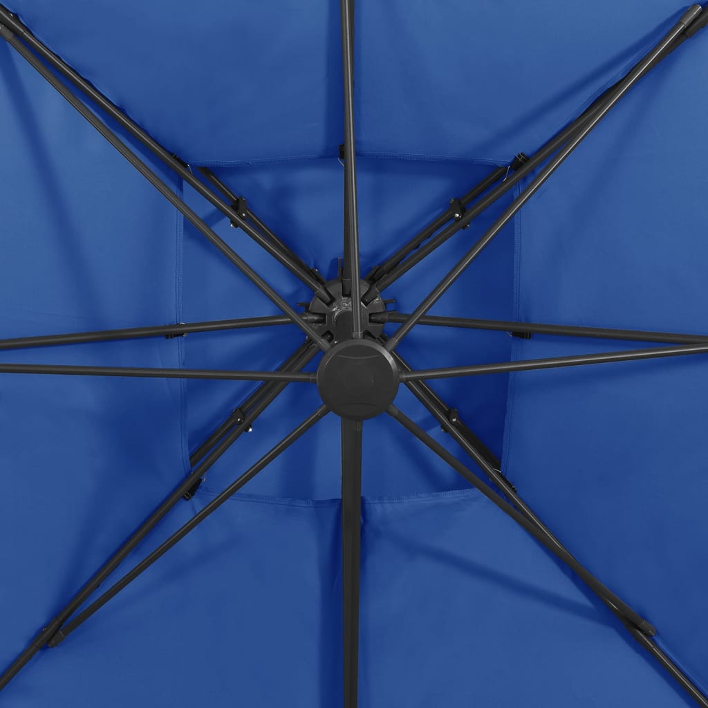 vidaXL Zweefparasol met dubbel dak 300x300 cm azuurblauw