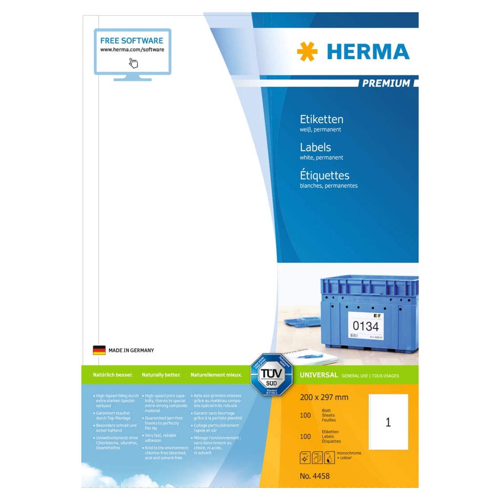 HERMA Etiketten PREMIUM 100 vellen A4 200x297 mm