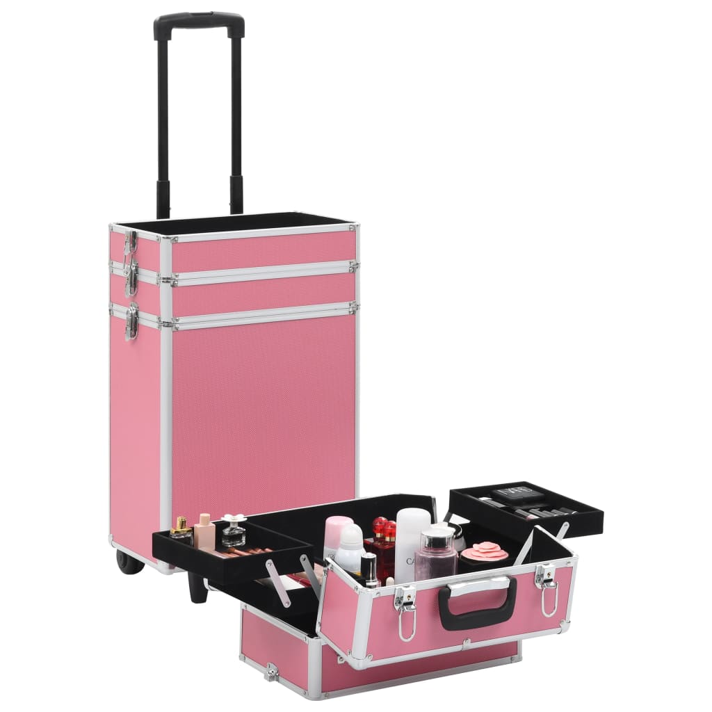 vidaXL Make-up trolley aluminium roze