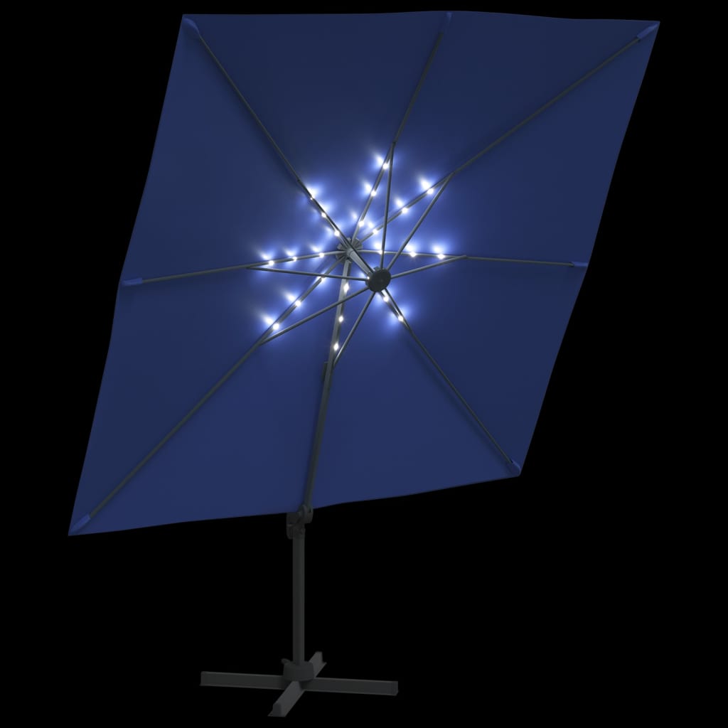 vidaXL Zweefparasol met LED-verlichting 400x300 cm azuurblauw
