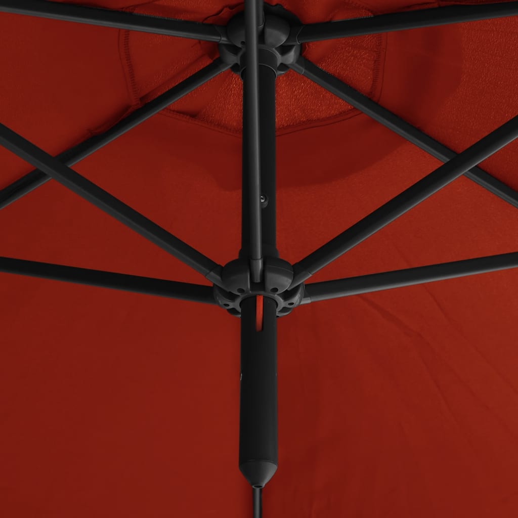 vidaXL Parasol dubbel met stalen paal 600 cm terracottakleurig