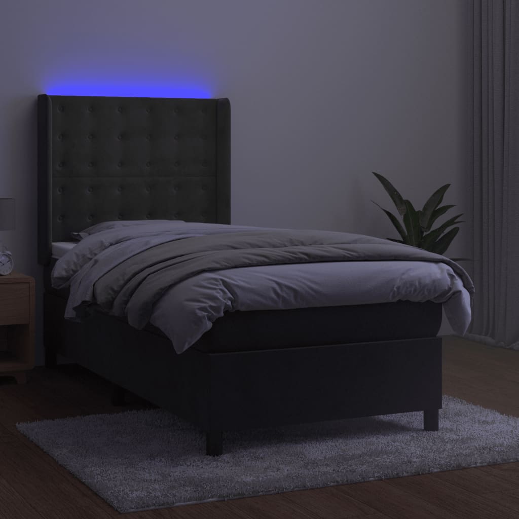 vidaXL Boxspring met matras en LED fluweel donkergrijs 80x200 cm