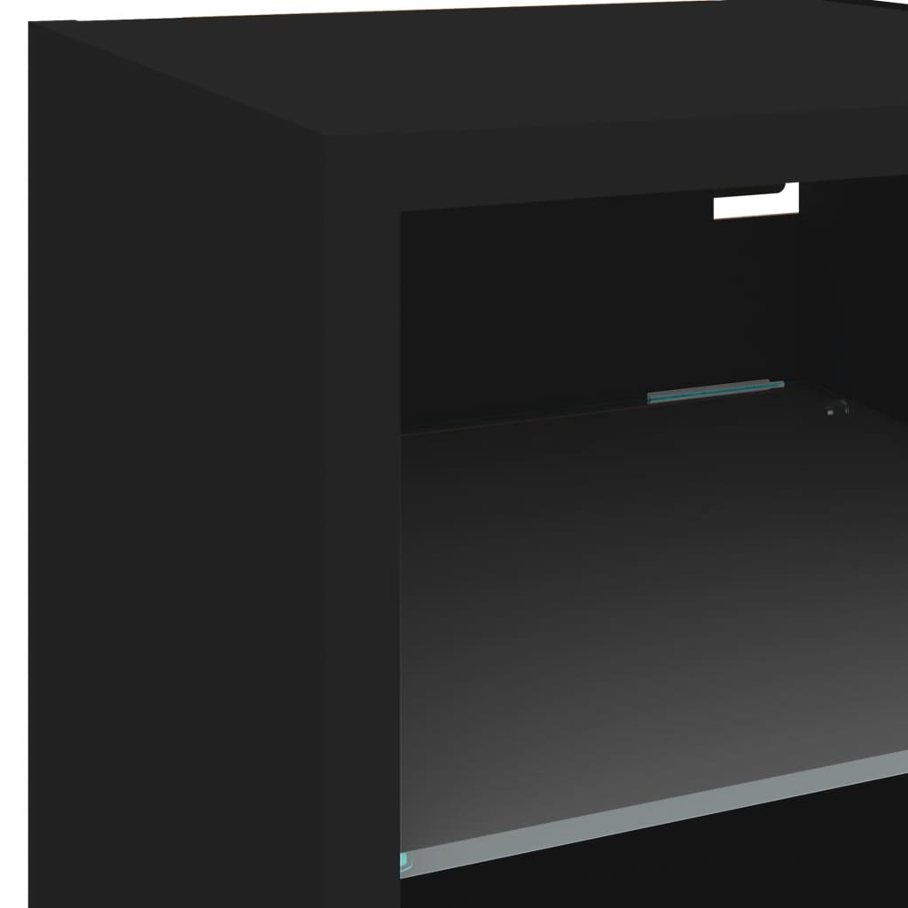 vidaXL 6-delige Tv-wandmeubelset met LED bewerkt hout zwart