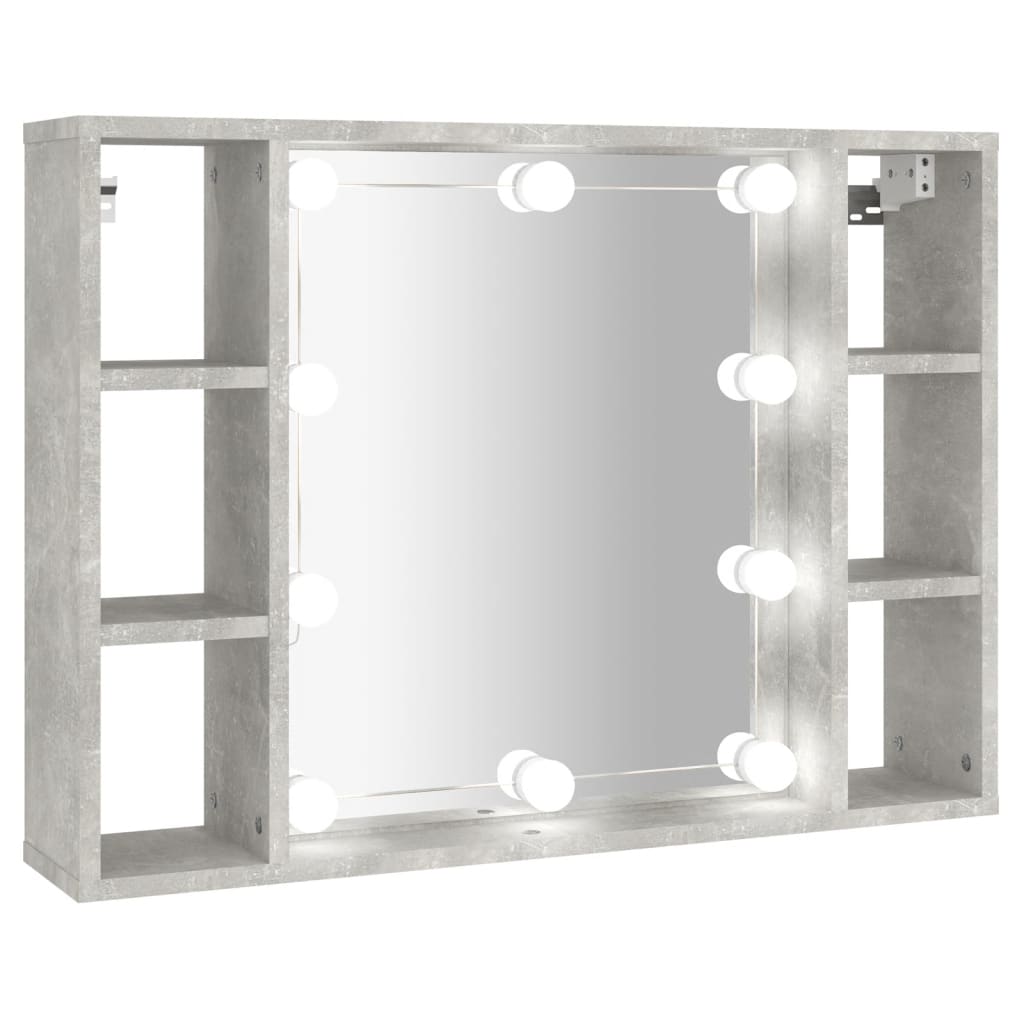 vidaXL Spiegelkast met LED-verlichting 76x15x55 cm betongrijs