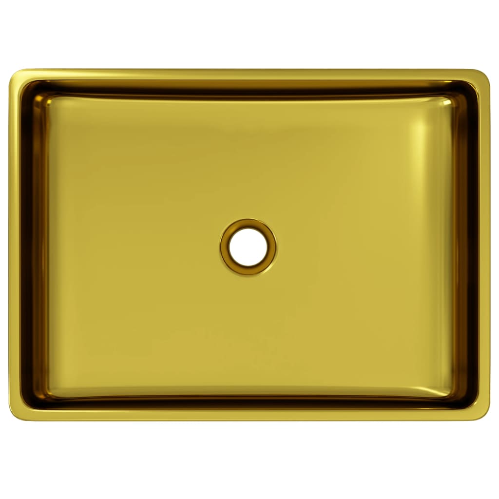 vidaXL Wastafel 41x30x12 cm keramiek goudkleurig