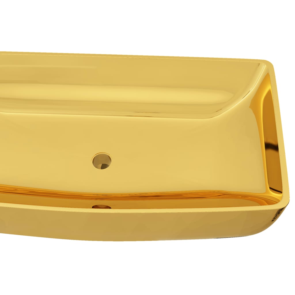vidaXL Wastafel 71x38x13,5 cm keramiek goudkleurig