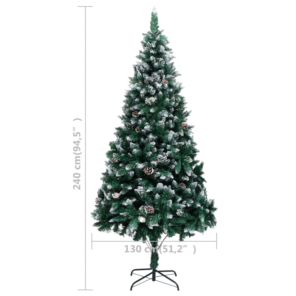 vidaXL Kunstkerstboom met verlichting kerstballen dennenappels 240 cm