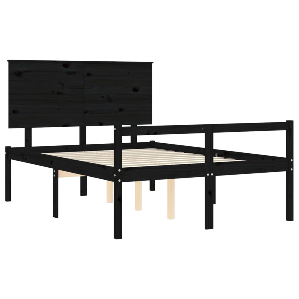 vidaXL Bedframe met hoofdbord massief hout zwart 140x200 cm