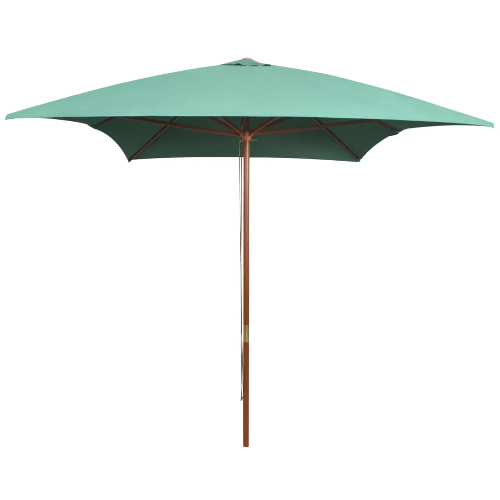 vidaXL Parasol met houten paal 200x300 cm groen