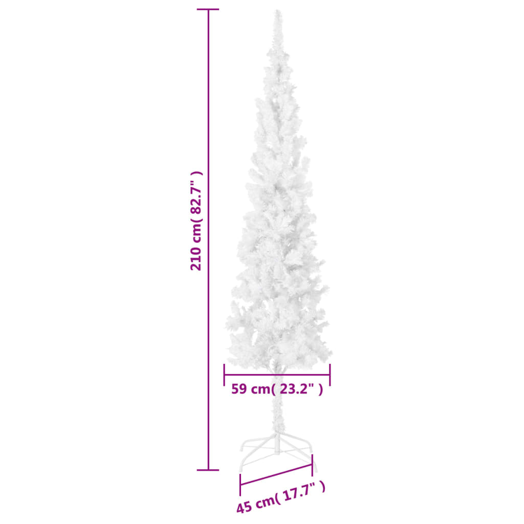 vidaXL Kerstboom smal 210 cm wit