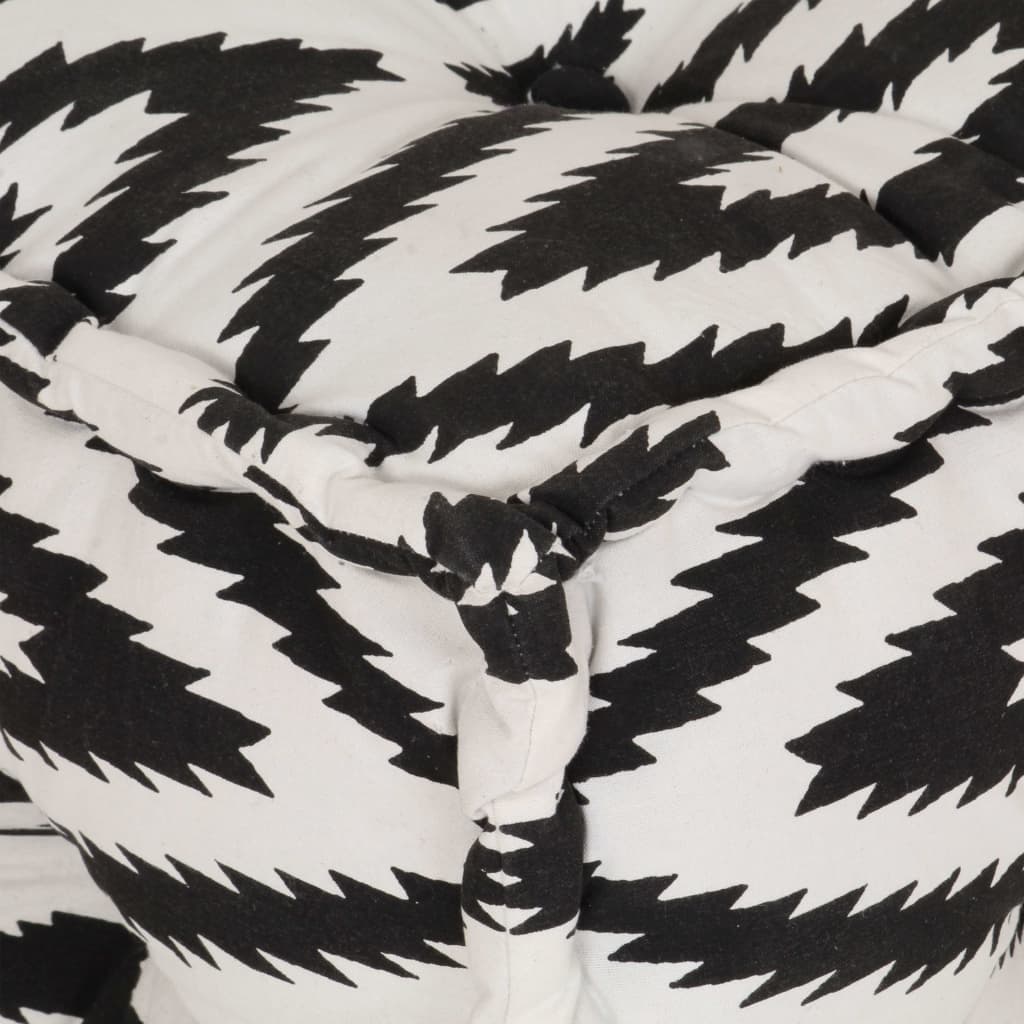 vidaXL Poef met patroon handgemaakt kubus 40x40 cm katoen zwart/wit