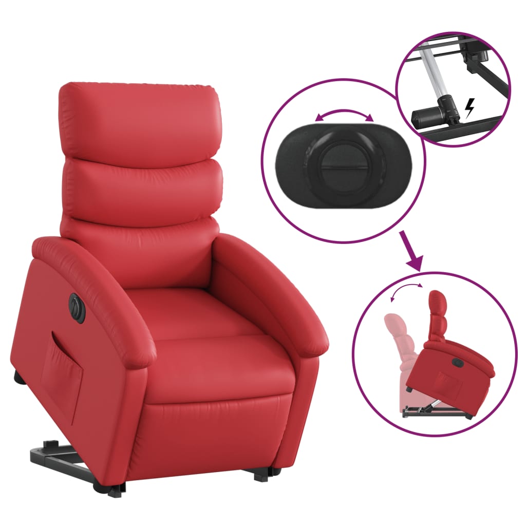 vidaXL Sta-op-stoel elektrisch kunstleer rood