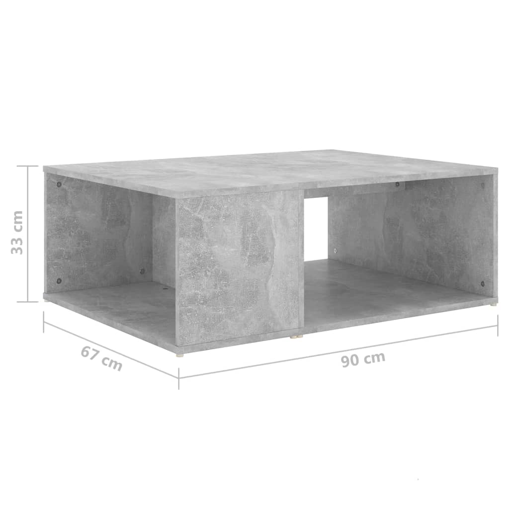 vidaXL Salontafel 90x67x33 cm bewerkt hout betongrijs