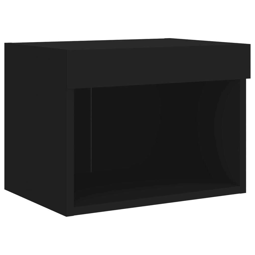vidaXL Nachtkastje met LED's wandgemonteerd zwart