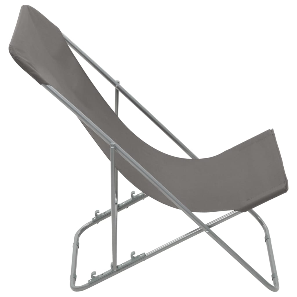 vidaXL Strandstoelen inklapbaar 2 st staal en oxford stof grijs