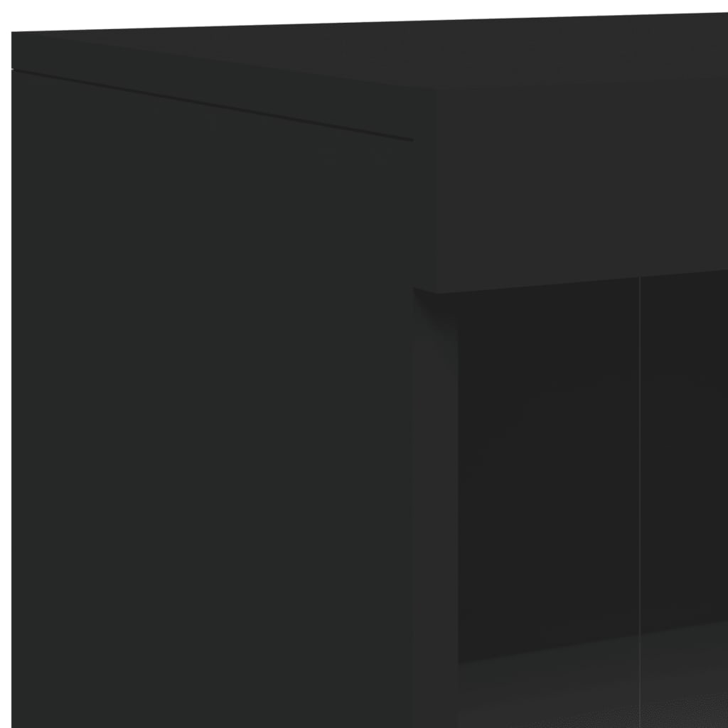 vidaXL Bijzetkast met LED-verlichting bewerkt hout zwart