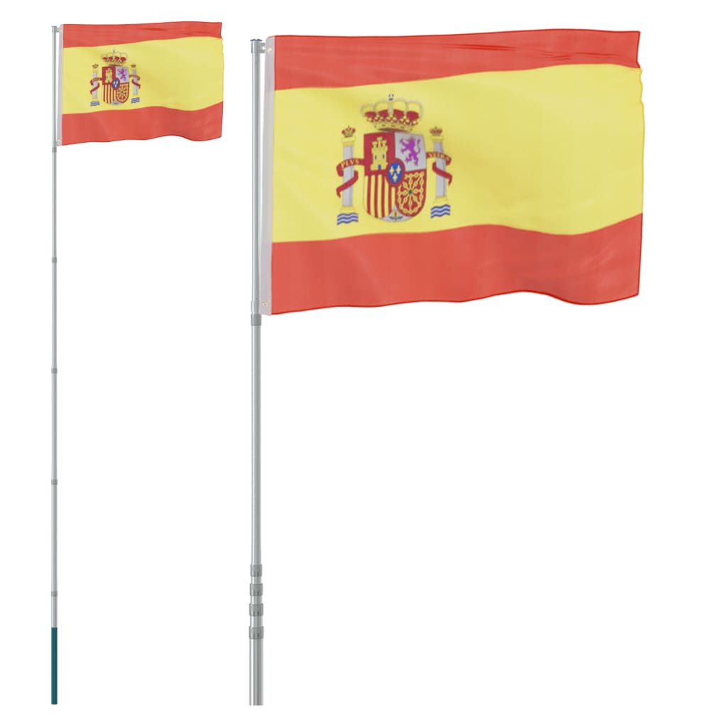 vidaXL Vlag met vlaggenmast Spanje 5,55 m aluminium