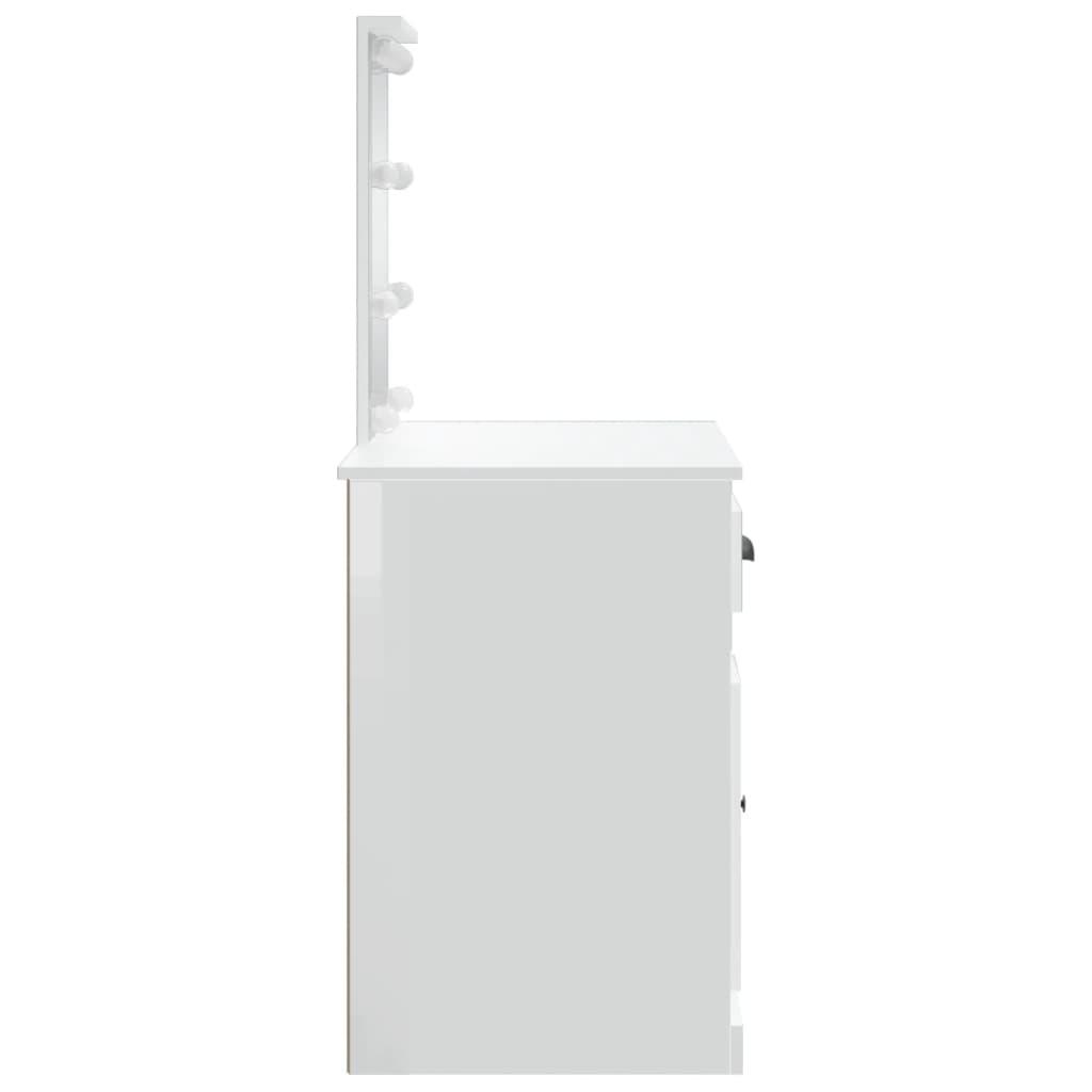 vidaXL Kaptafel met LED-verlichting 90x42x132,5 cm hoogglans wit