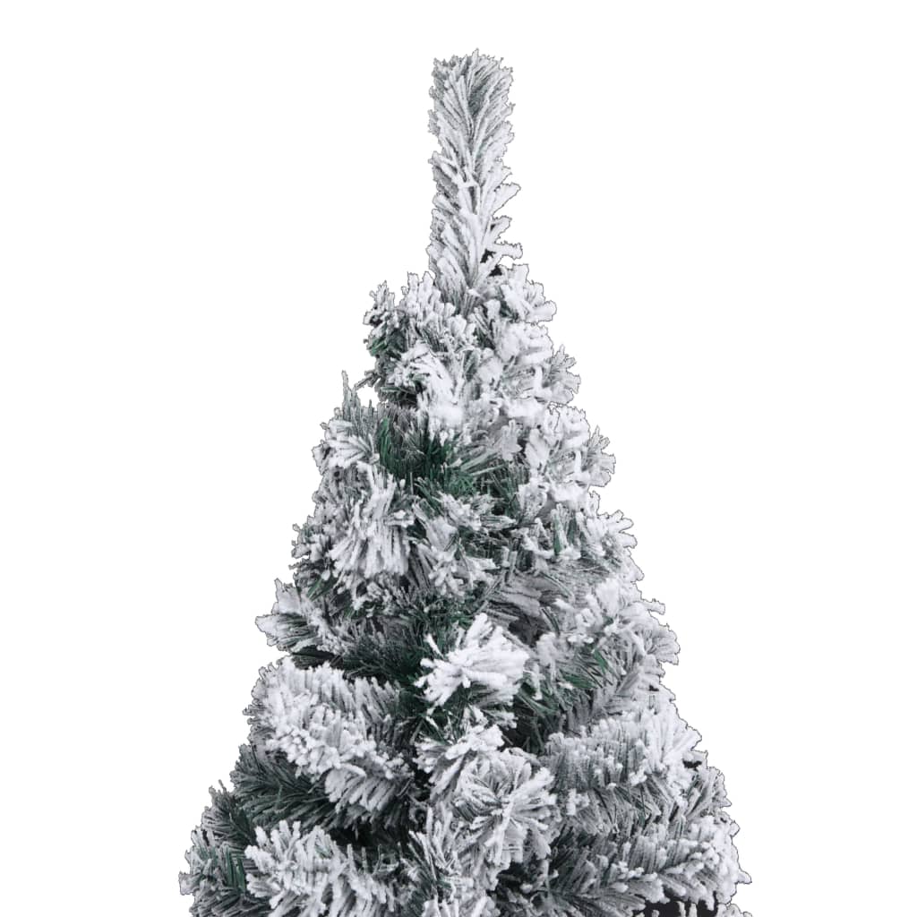 vidaXL Kunstkerstboom met verlichting en sneeuw smal 210 cm PVC groen