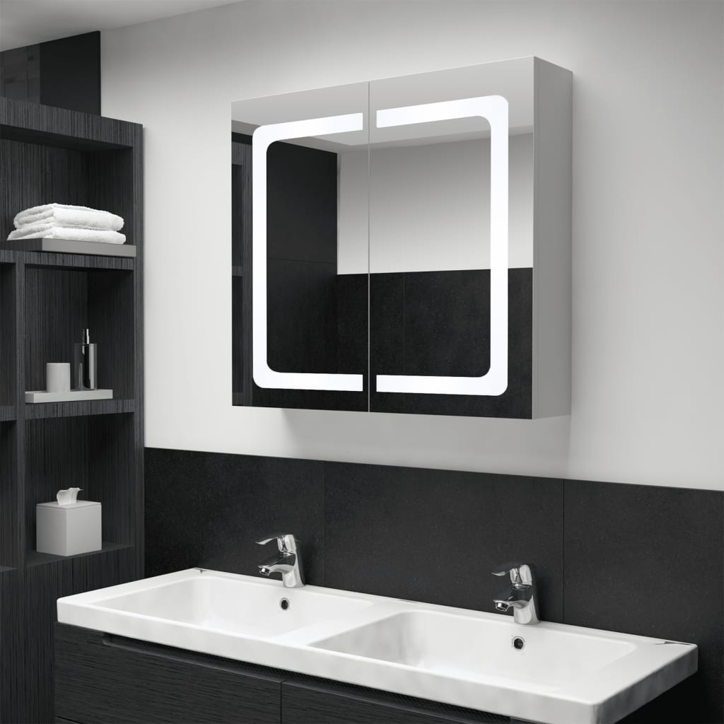 vidaXL Badkamerkast met spiegel en LED 80x12,2x68 cm